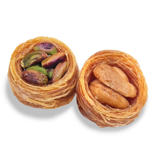 Osh al Bulbul (Nachtigallnest) – Knuspriger Fadenteig mit Pistazien oder Cashew